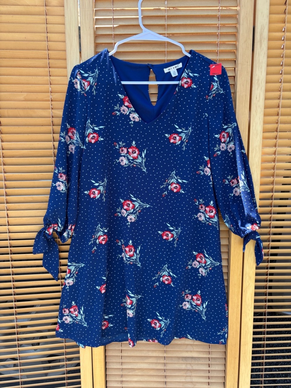 miami Navy Blue Floral V-Neck Tunic Top